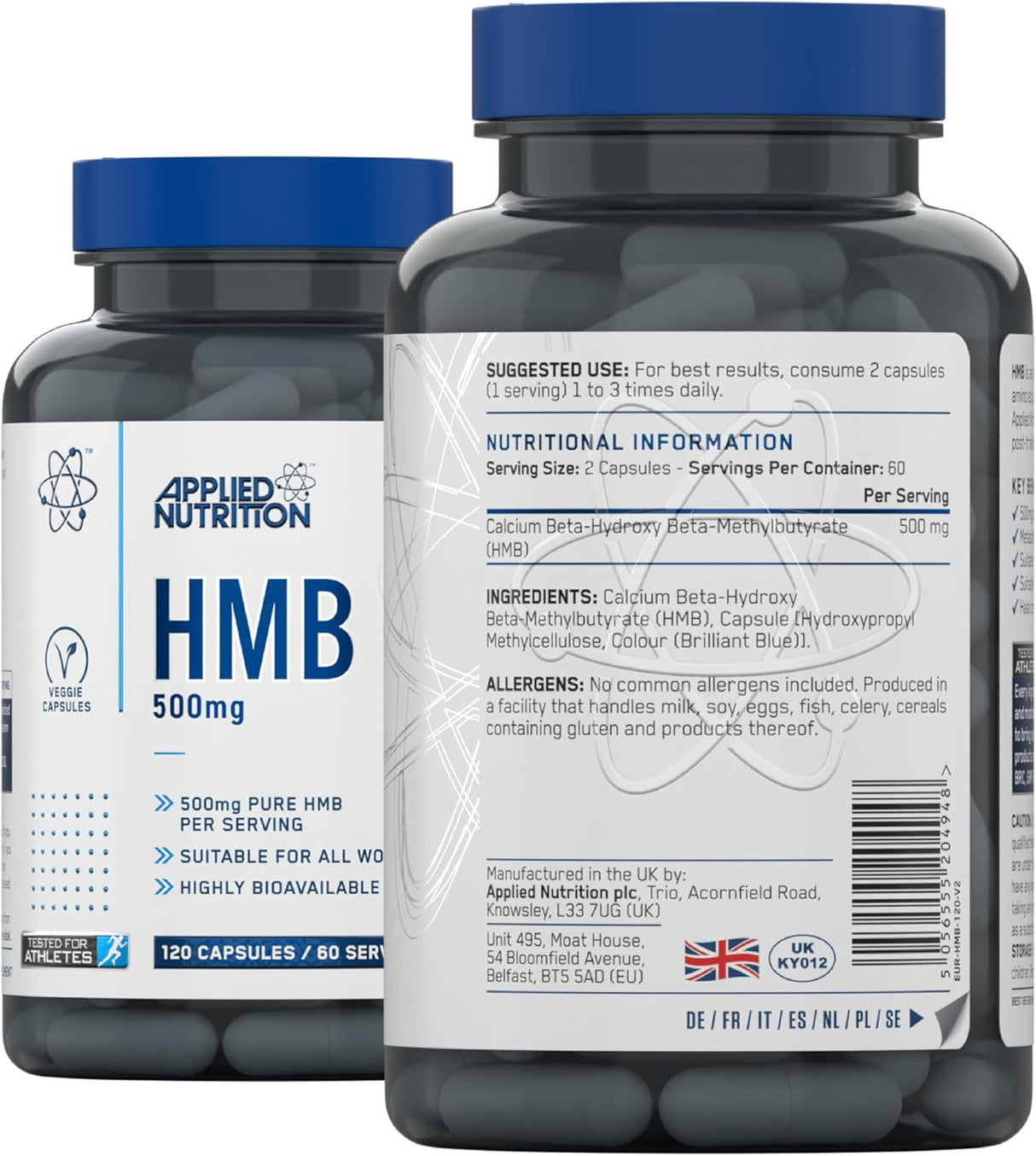 Applied Nutrition HMB 500mg Leucine Muscle Growth Repair 120 Caps