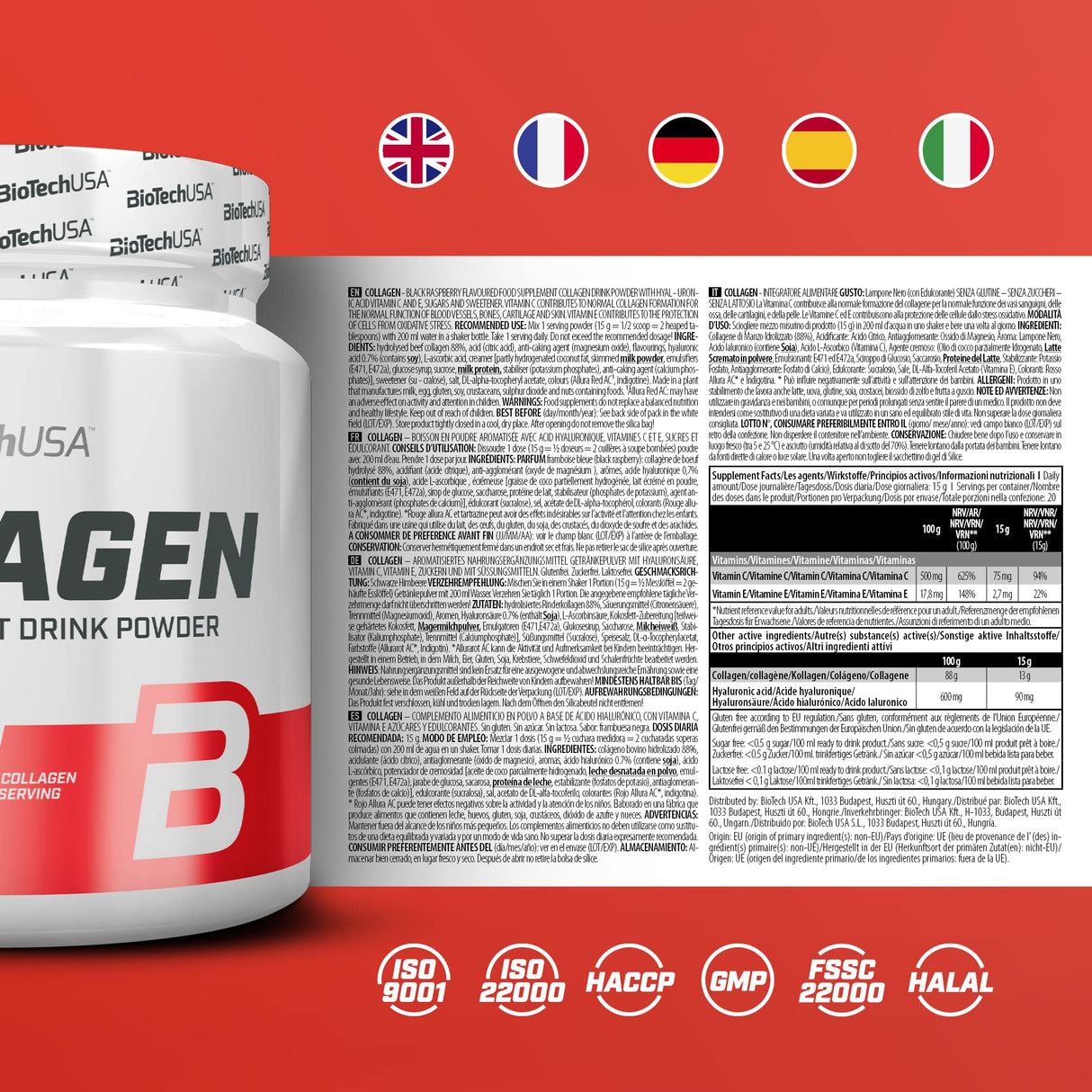 BioTech USA Collagen(Kolajen) Hyaluronic acid - 300 g