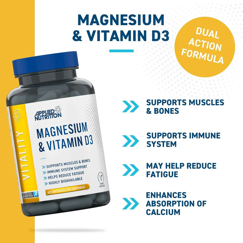 Applied Nutrition Magnesium & Vitamin D3 60 Caps