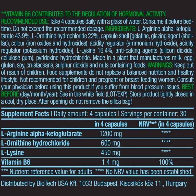 BiotechUSA Gh Up Max Aol Growth (ARGİNİNE ORNİTHİNE LYSİNE) 120 Caps