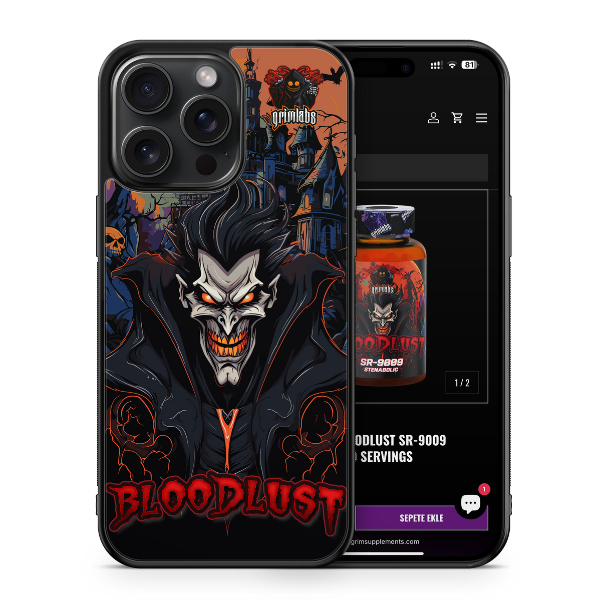 BLOODLUST DESIGN IPHONE 15 PRO MAX PARLAK TELEFON KILIFI