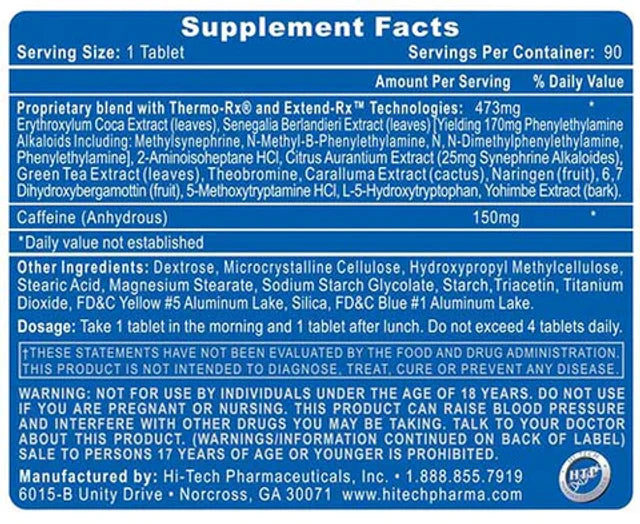 HI-TECH PHARMA LIPODRENE ELITE 90 Servings