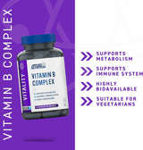 Applied Nutrition Vitamin B Complex B1, B2, B3, B5, B6, B12, Biotin&Folic Acid Immune 90 Caps