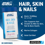 Applied Nutrition Hair, Skin & Nails, (BİOTİN+B12+MAGNESİUM OXİD+GRAPE+COLLAGEN+FOLİC ACİD 60 Caps