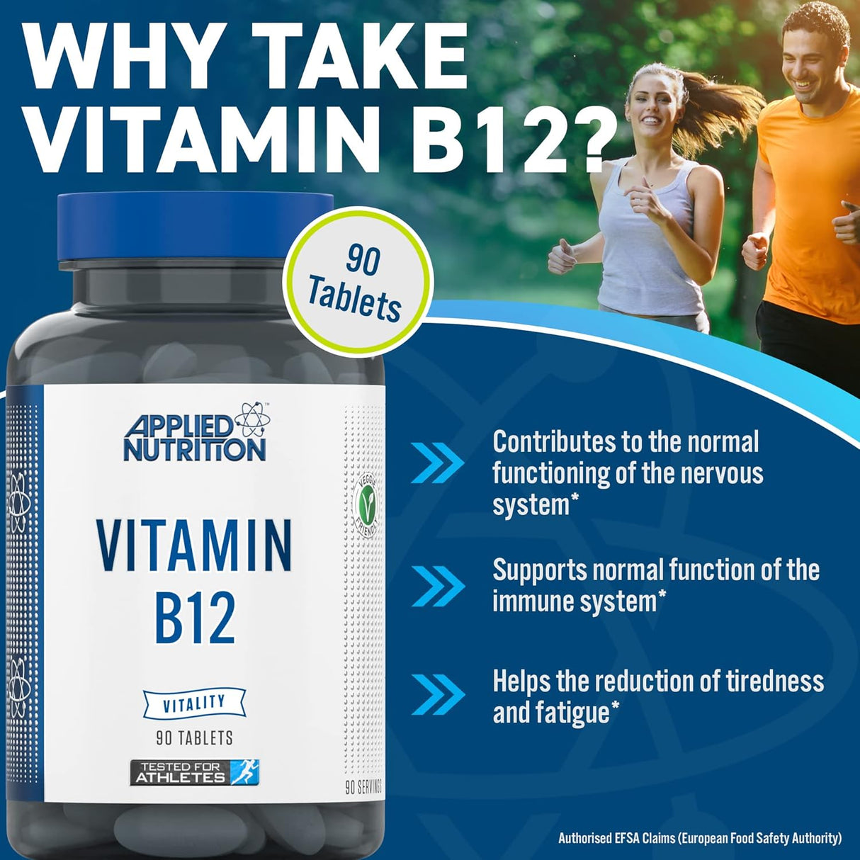Applied Nutrition Vitamin B12 Immune System Support & Reduction of Tiredness and Fatigue 90 Tablets