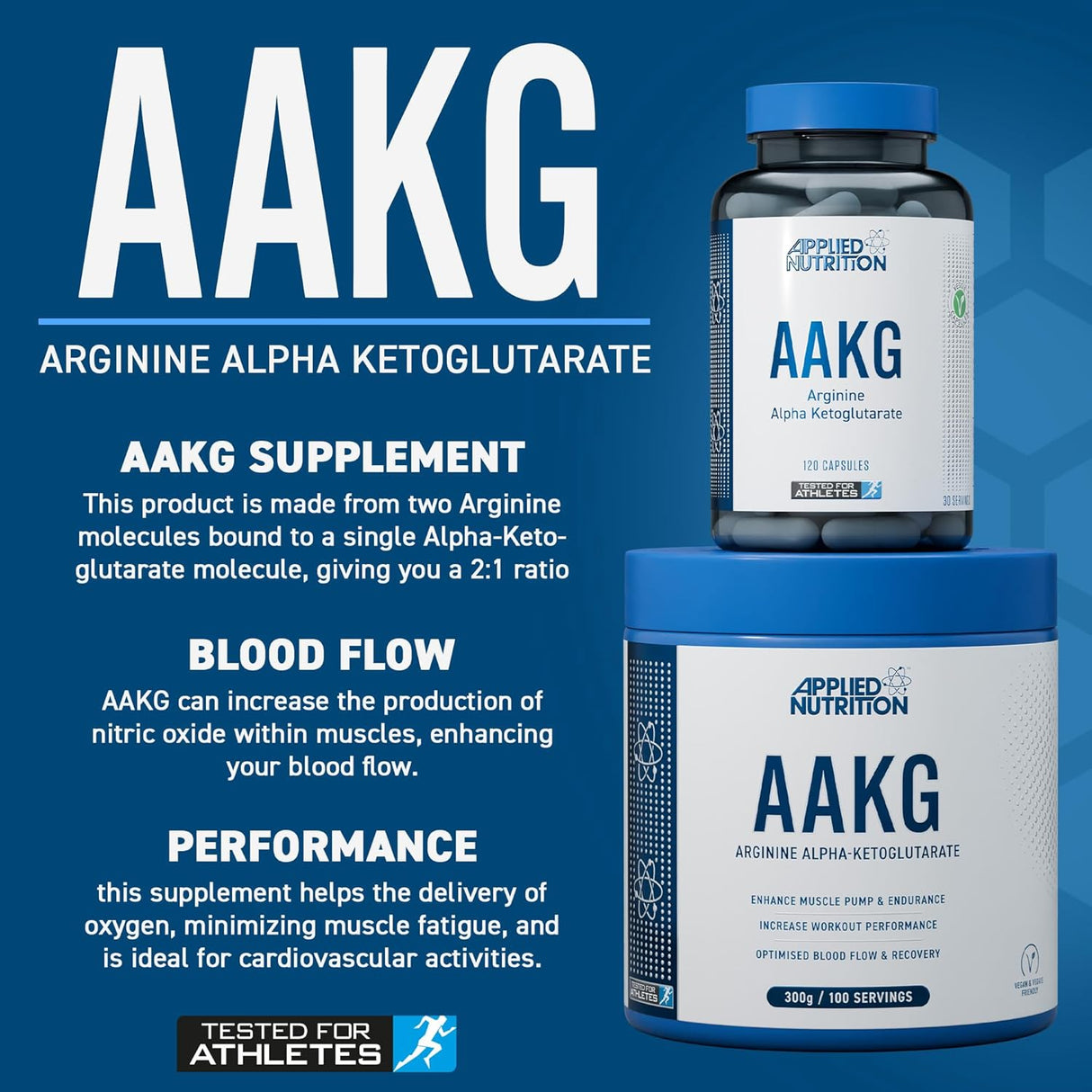 Applied Nutrition AAKG - L Arginine Alpha Ketoglutarate 3000mg Nitric Oxide Energy Boost Muscle Pump