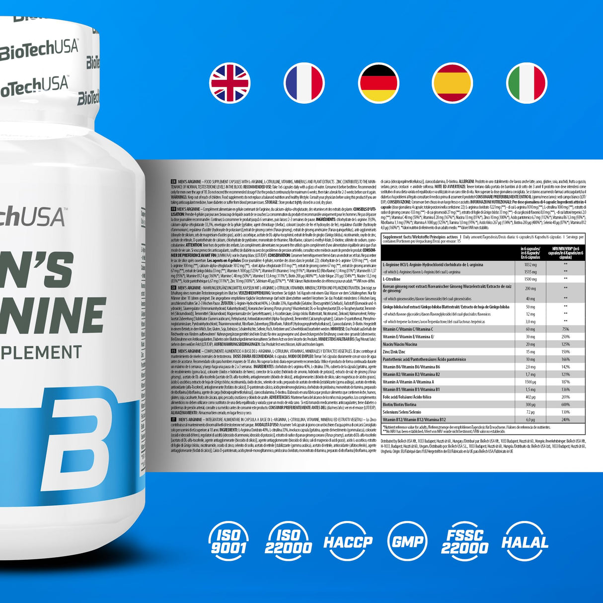 BioTech USA Men's Arginine(Arjinin) 90 tablets