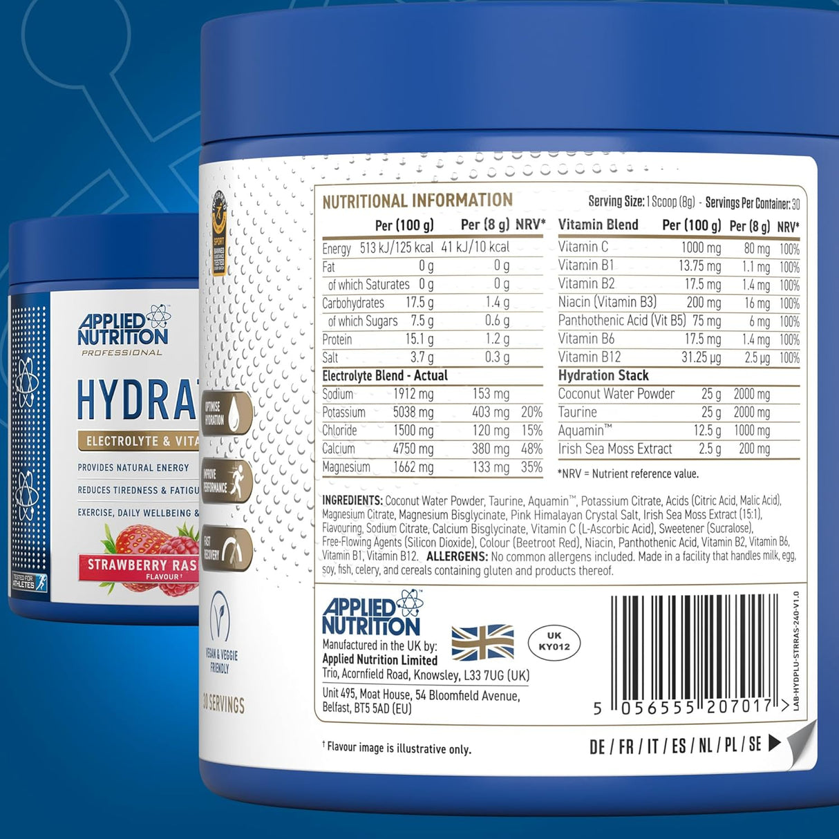 Applied Nutrition Hydration+Electrolytes and Vitamin Sugar-Free Hydration Energy Recovery and Electrolyte