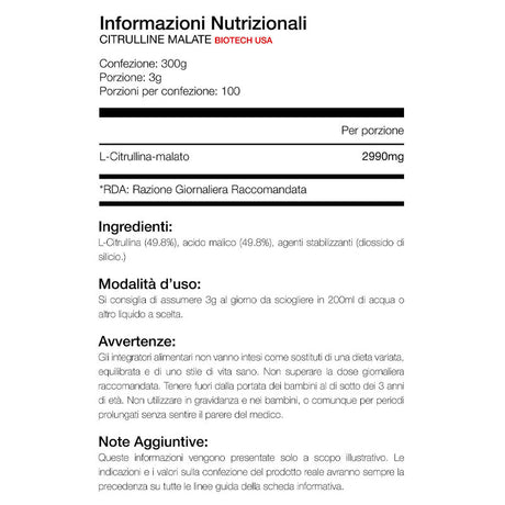 Biotech USA Citrulline Malate 300g - 100 SERVİS