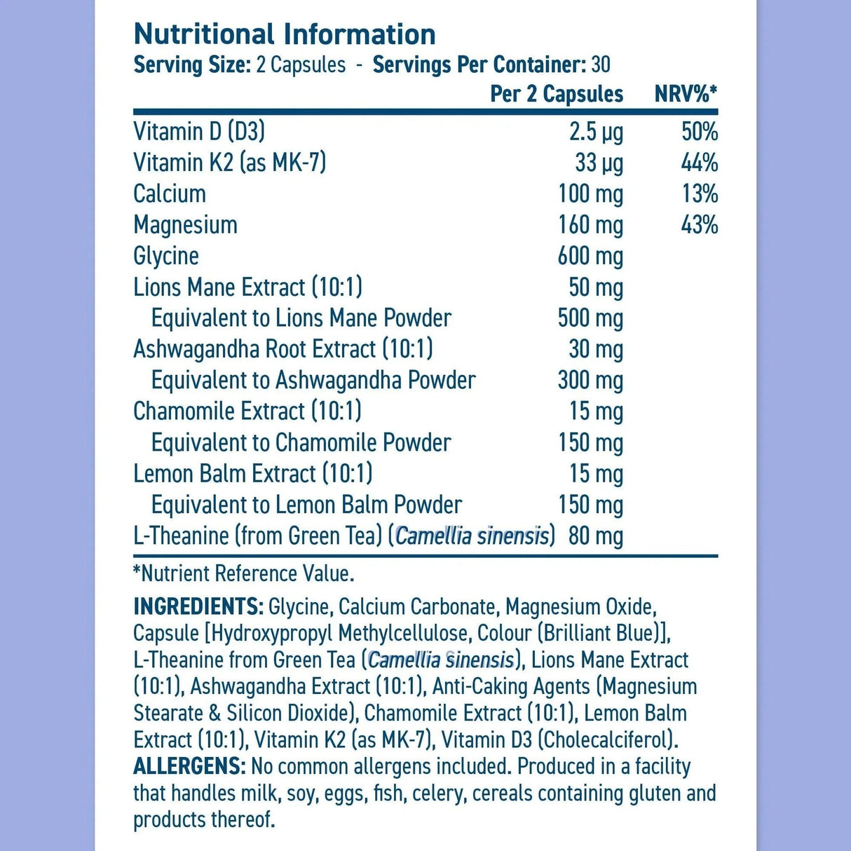 Applied Nutrition Sleep support Glycine , Theanine , Lion's mane 60 Caps
