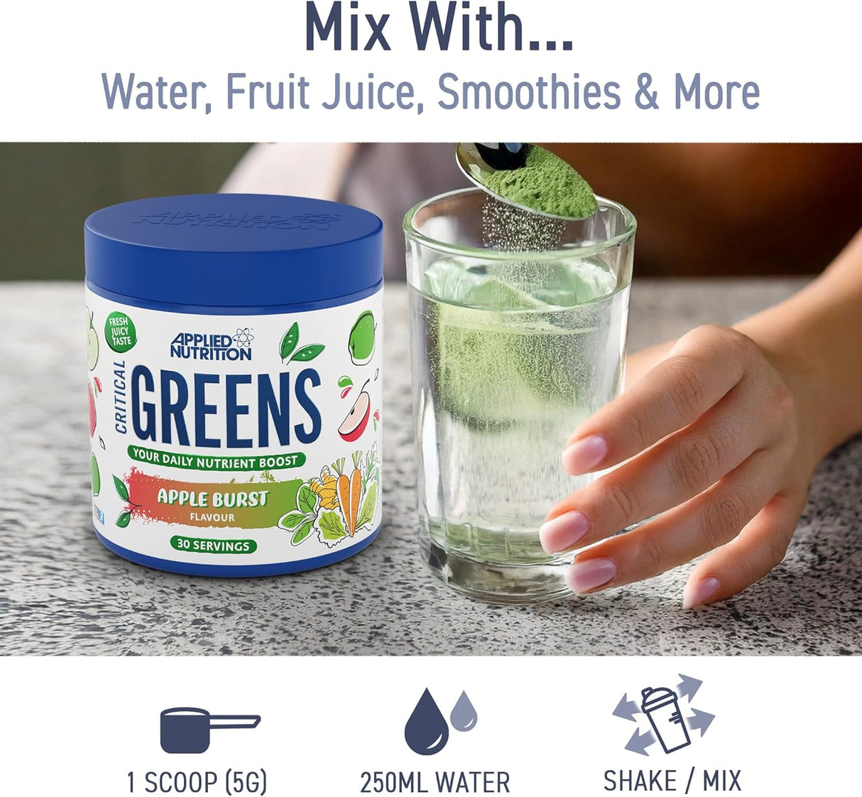Applied Nutrition Critical Greens Superfood Blend for Gut Health Energy and Immune Support 30 Servis