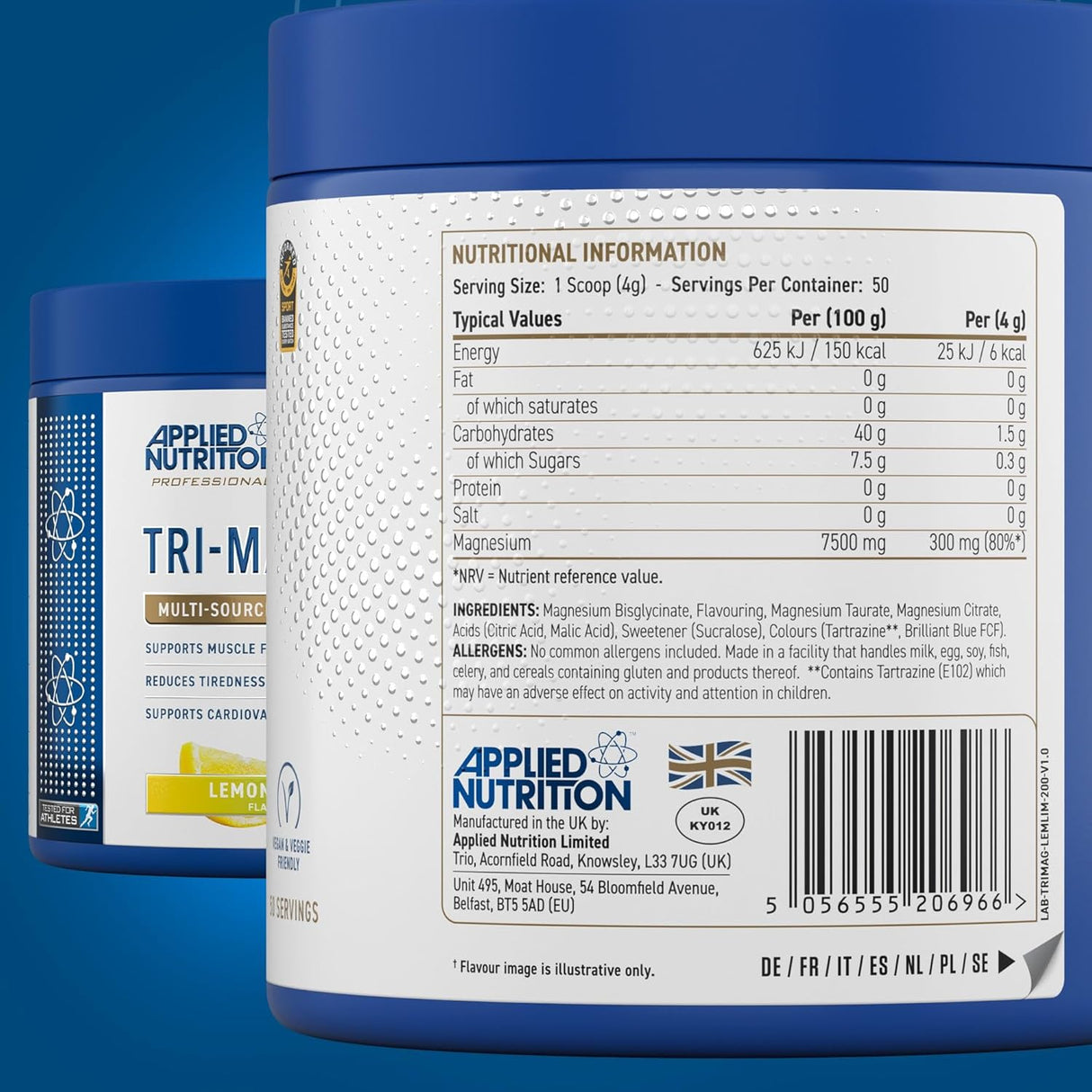 Applied Nutrition Tri-Magnesium Magnezyum Complex Glycinate+Taurate+Citrate Powder 50 Servis