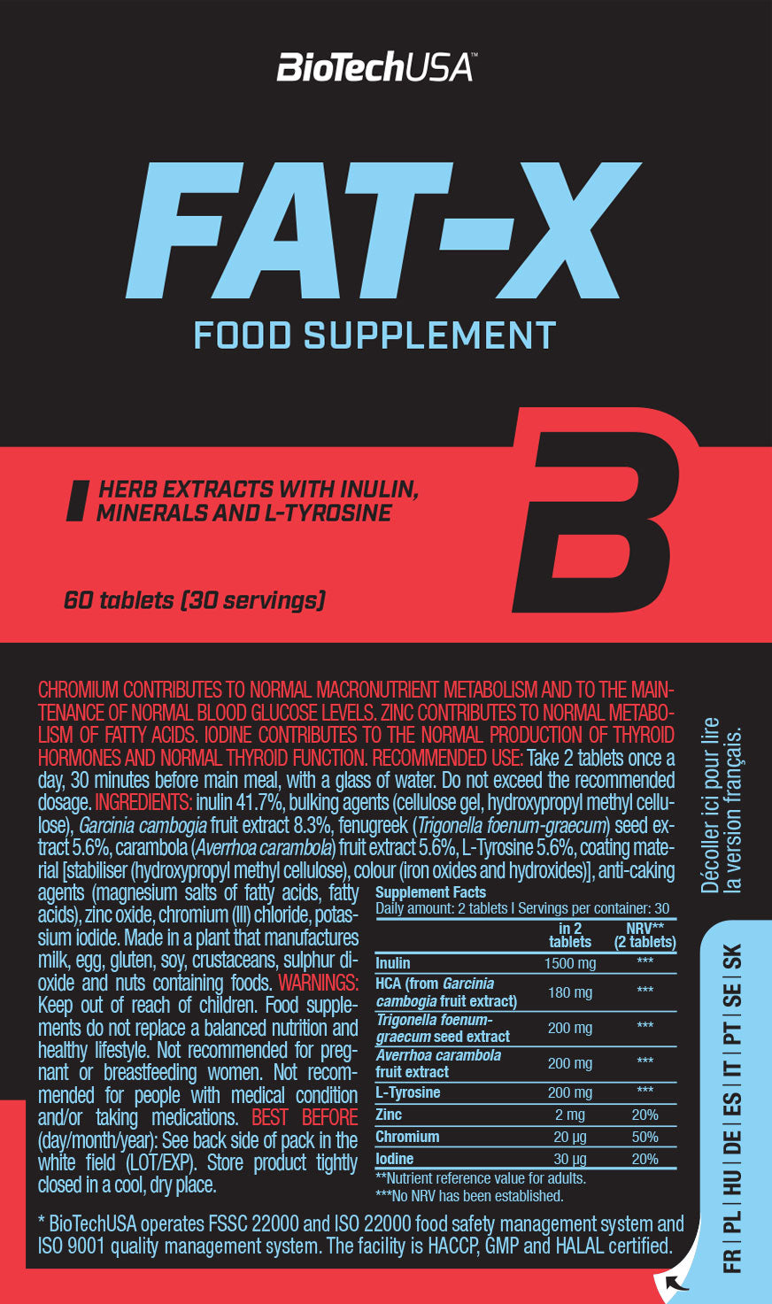 BioTech USA Fat-X burner HCA (garcinia cambogia) 60 tablets